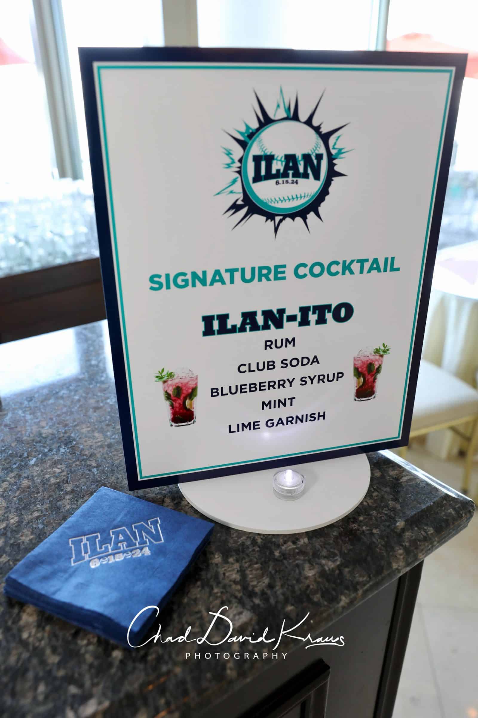 Baseball Signature Drink Sign for a Bar Mitzvah