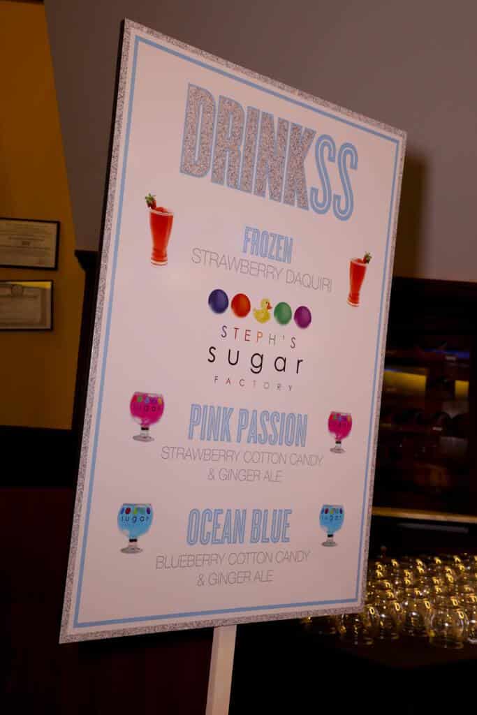 Custom Drink Sign with Fun Mocktails for Bat Mitzvah