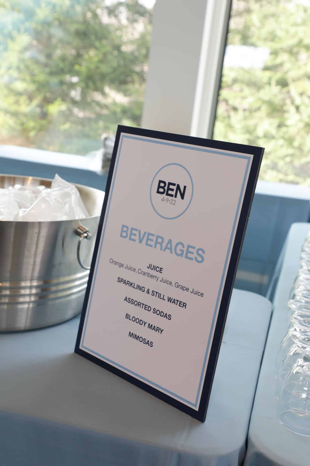 Buffet Sign for Bar Mitzvah Luncheon