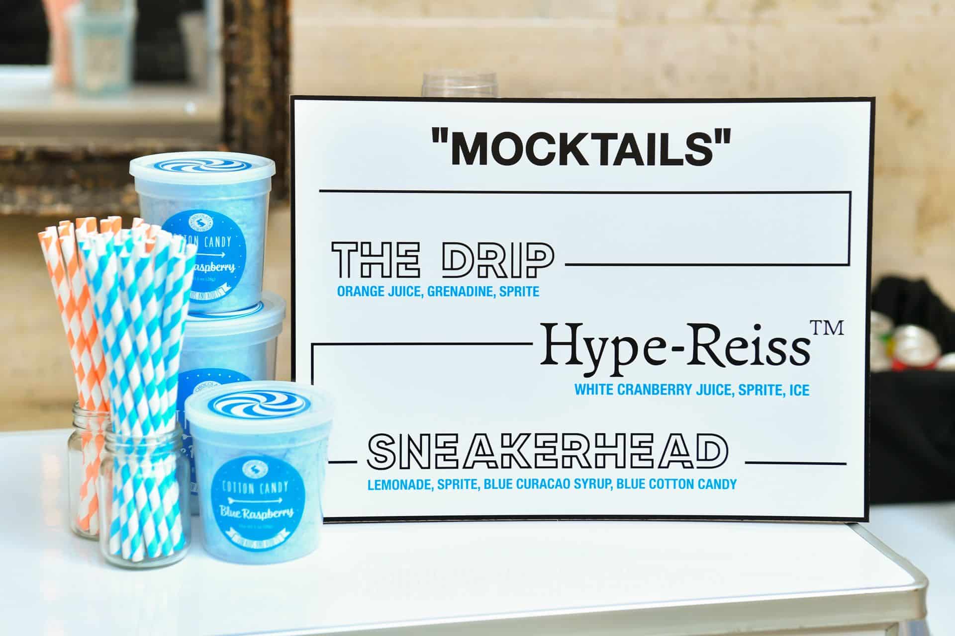 Mocktail Sign for a Off White Theme Bar Mitzvah