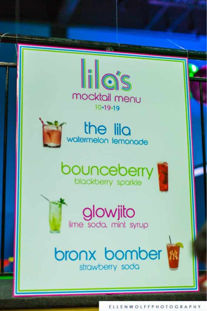 Custom Neon Themed Mocktails Sign for Bat Mitzvah