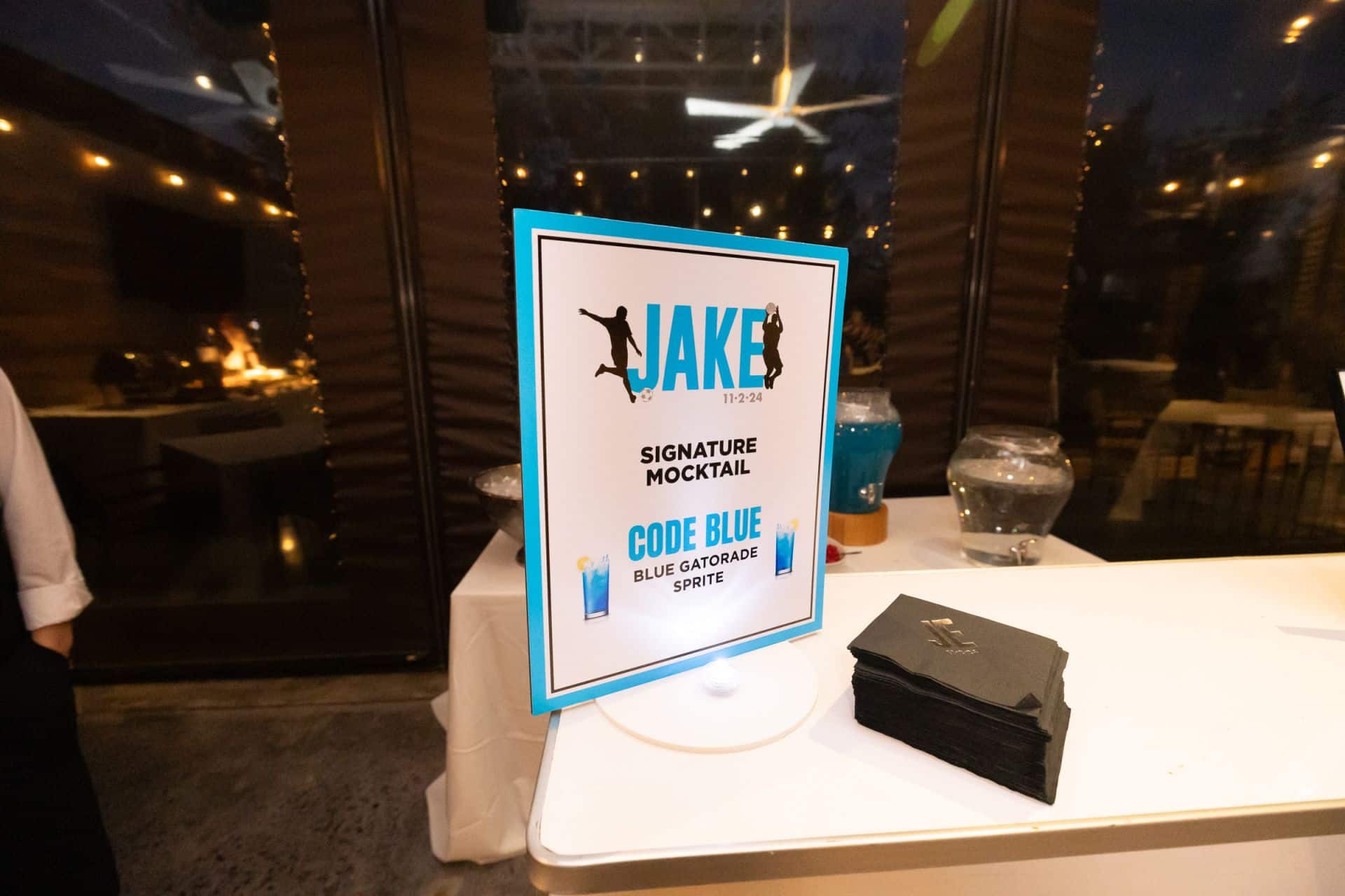 Mocktail Sign with Custom Logo for a Bar Mitzvah