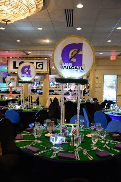 Custom Logo Centerpiece for Tailgating Themed Bar Mitzvah