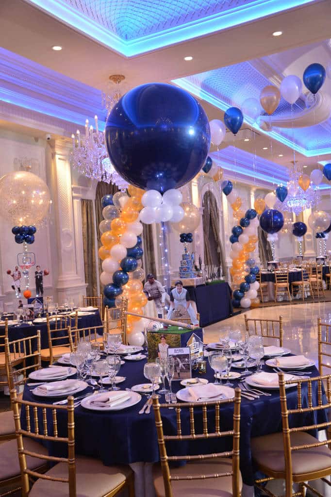 Sports Themed Cube Centerpiece with Themed Topper