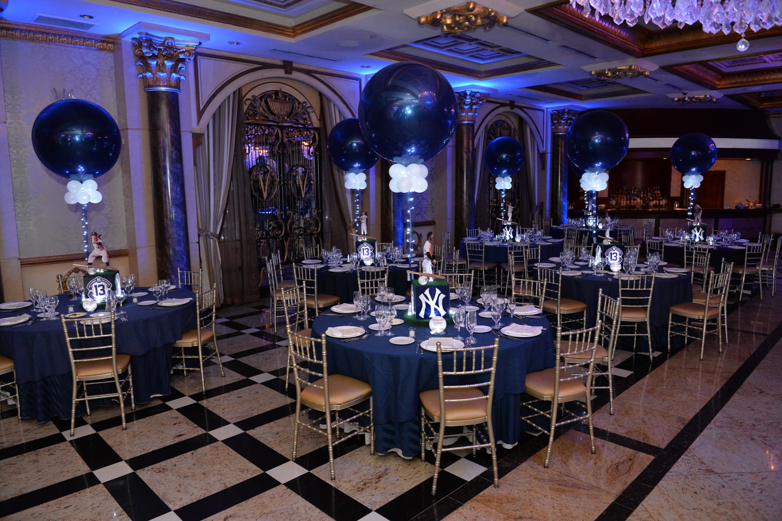 Yankees Themed Centerpieces with Custom Logos and Player Cutouts