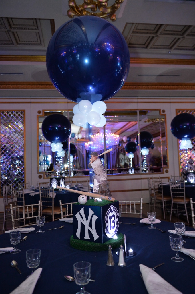 Yankees Themed Centerpiece with Custom Logo and Player Cutouts