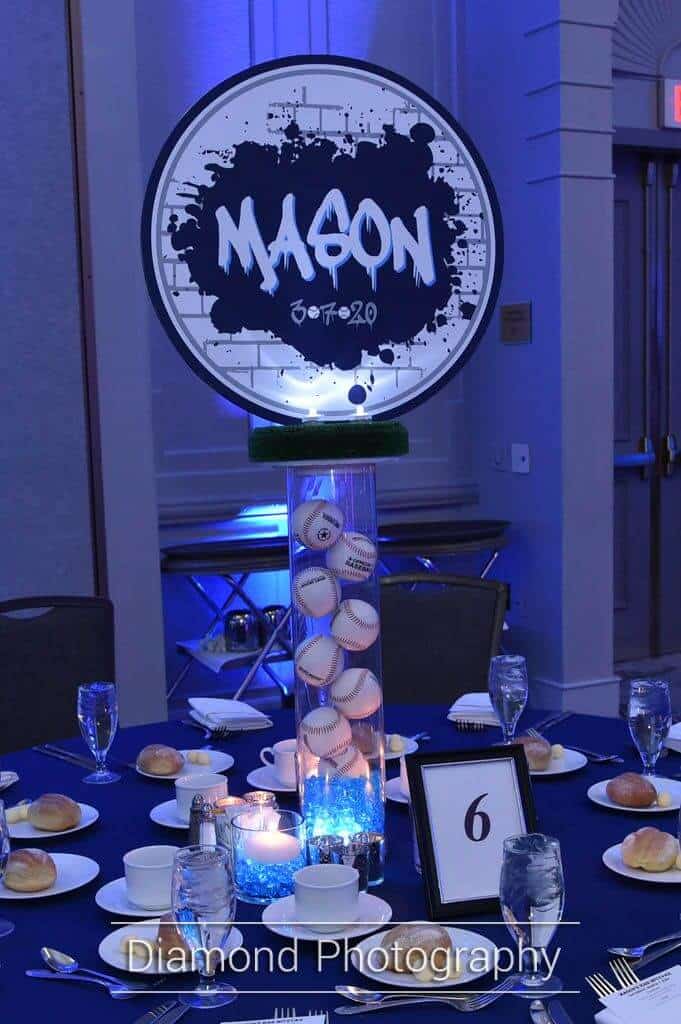 Graffiti Themed Baseball Centerpiece with Custom Logo