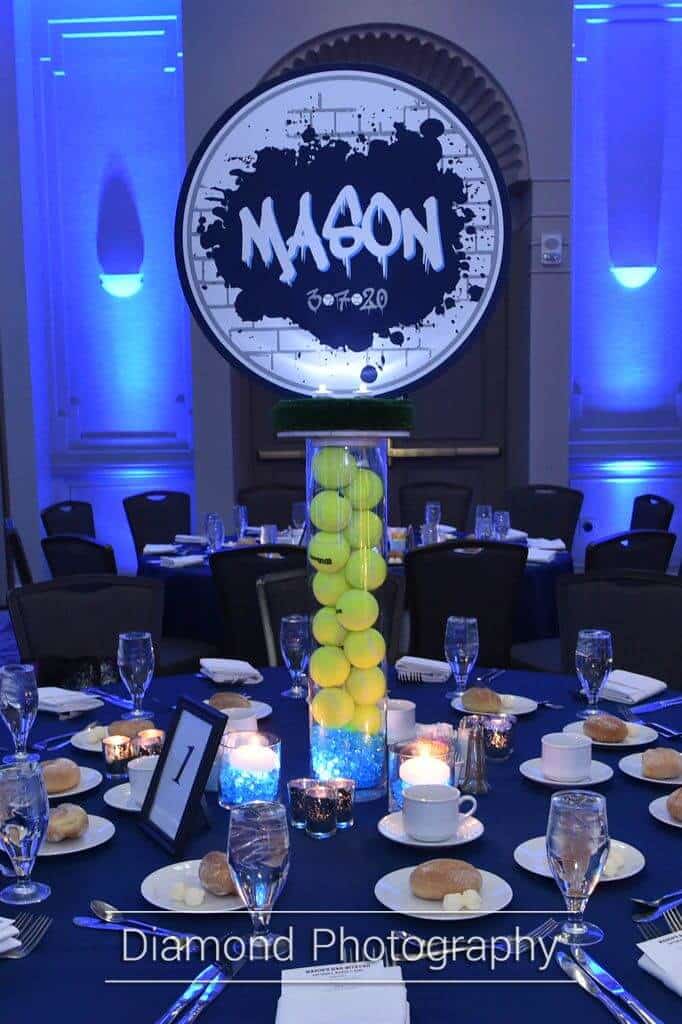 Graffiti Themed TennisCenterpiece with Custom Logo