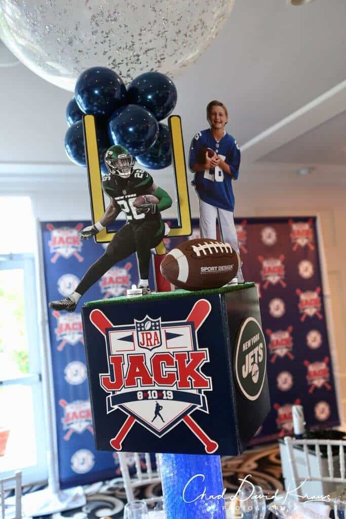 Football Themed Centerpiece Team Logos and Player Photo Cutouts