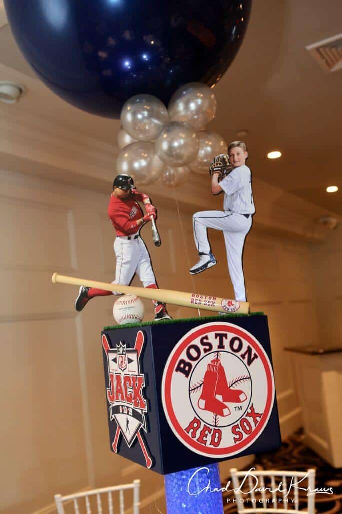 Baseball Themed Centerpiece with Custom Logos and Photos