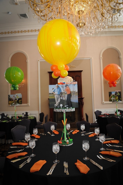 Golf Diorama Centerpiece with Golf Course Backgrounds and Blowup Photos