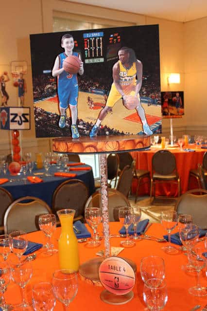 Basketball Themed Diorama Centerpiece with Stadium Background and Cutout Player and Photo