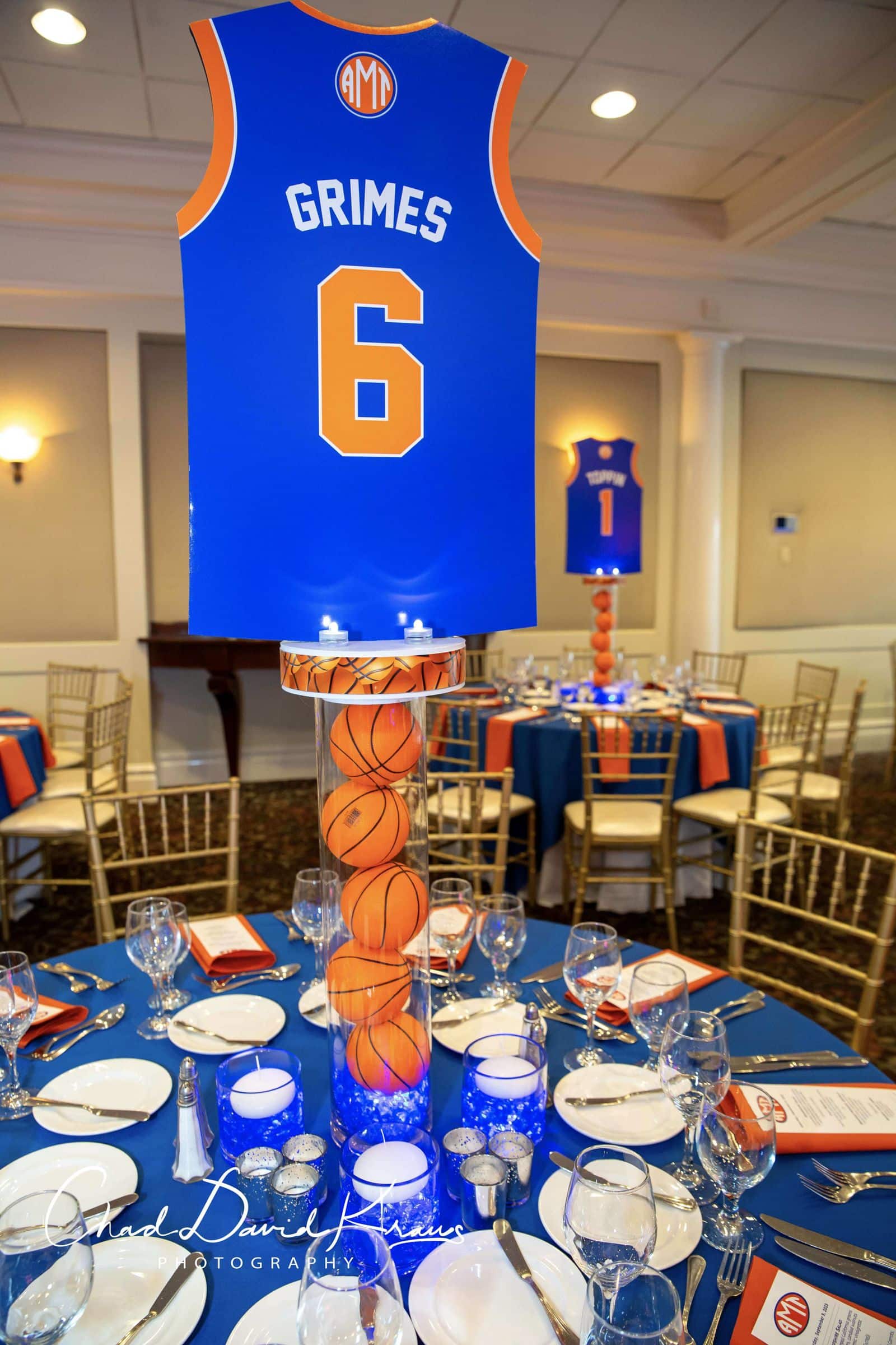 LED Basketball Jersey Centerpiece for Knicks Themed Bar Mitzvah