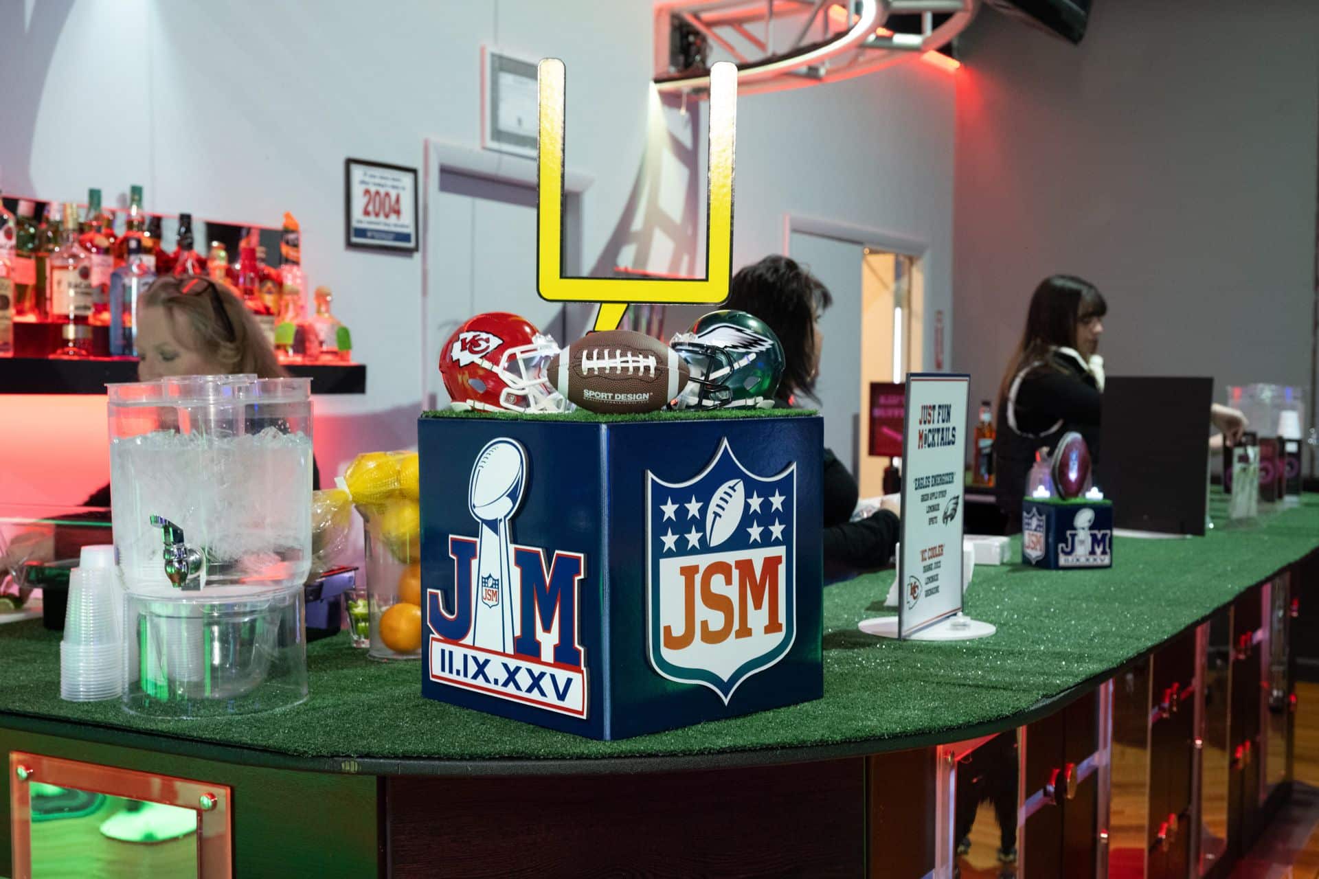 Custom Football Diorama Cube with Logos and Football Cubes