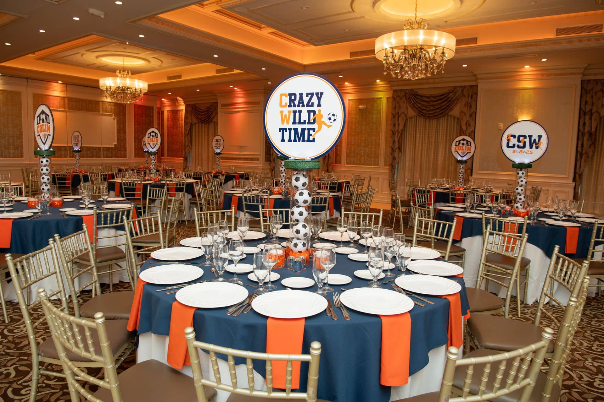 Soccer Themed Logo Topper Centerpieces