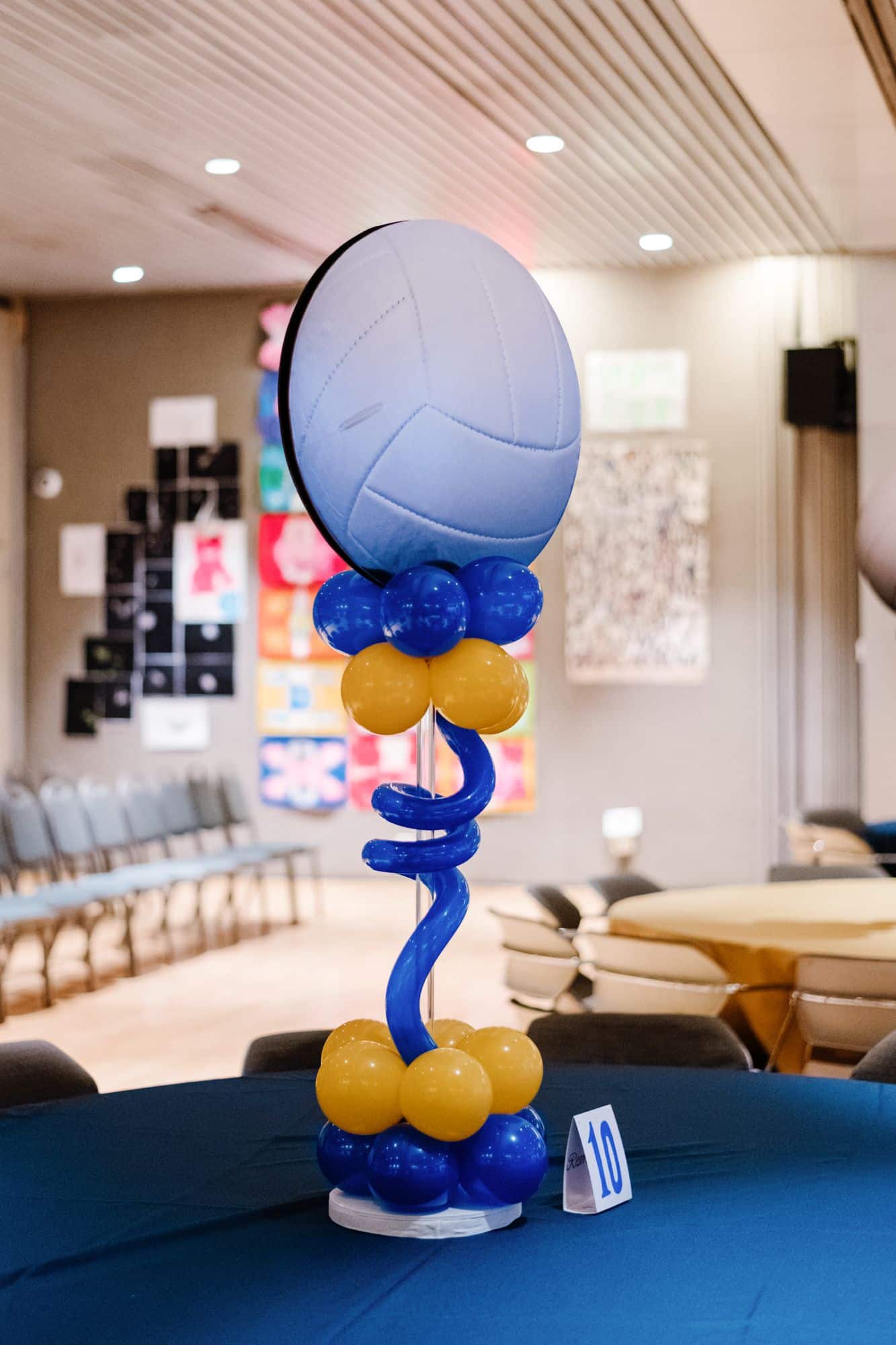 Volleyball Cutout Centerpiece with Balloon Base