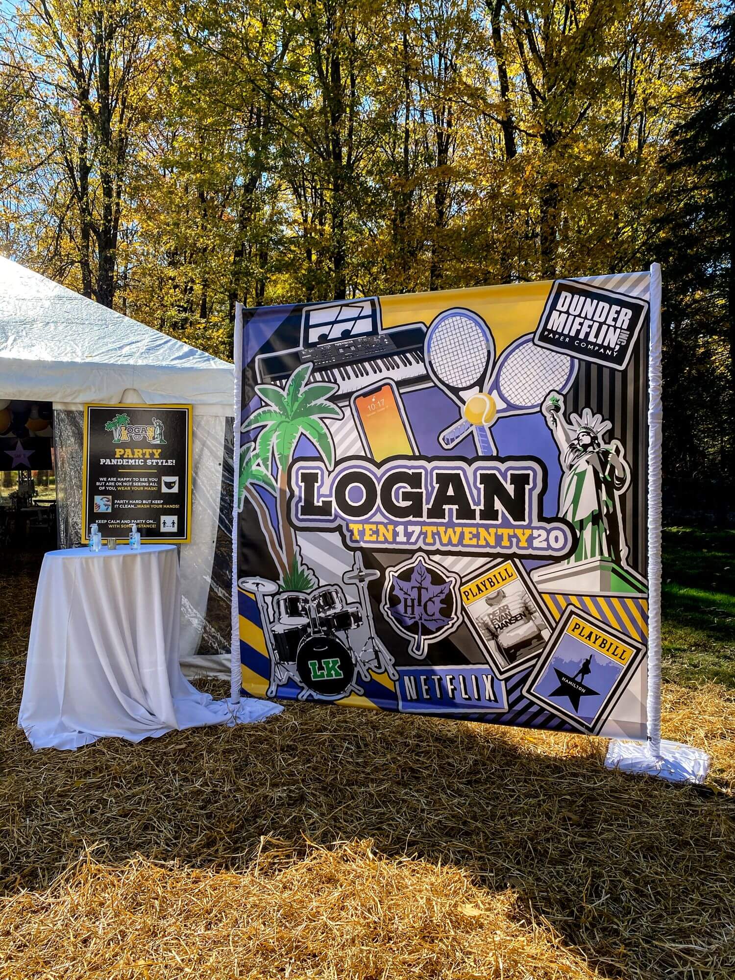 Custom Grafitti Themed Photo Backdrop for Outdoors Bar Mitzvah Decor