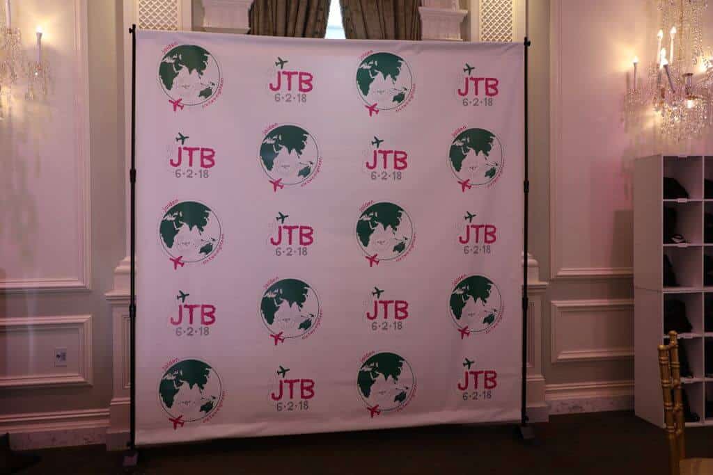 Travel Themed Step and Repeat with Alternating Logos