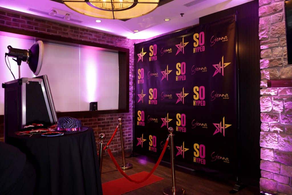 Custom Step and Repeat Photo Booth Background for Neon Themed Bat Mitzvah