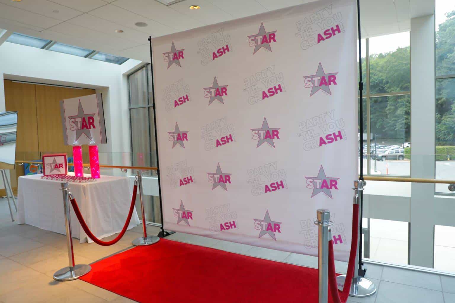 Bat Mitzvah Step and Repeat with Custom Logos and Red Carpet