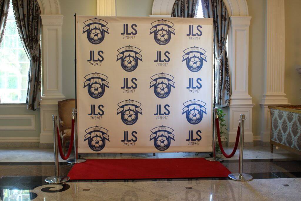 Soccer Themed Step and Repeat Backdrop with Custom Logos