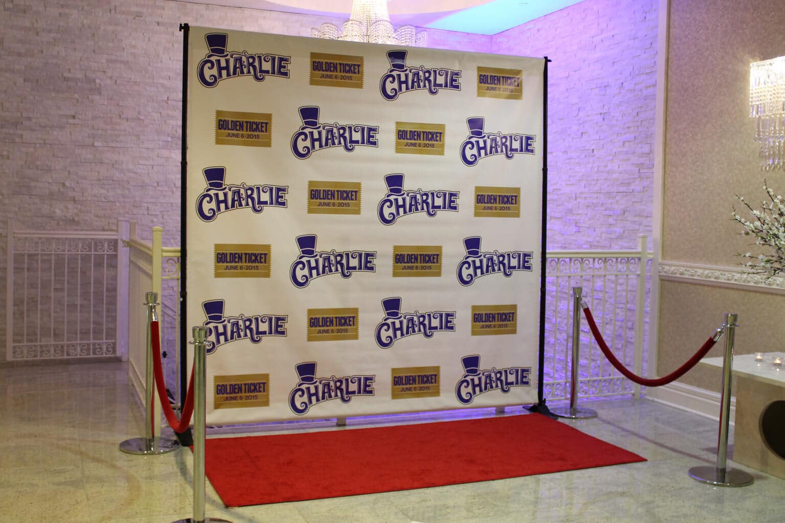 Wonka Themed Bar Mitzvah Step and Repeat