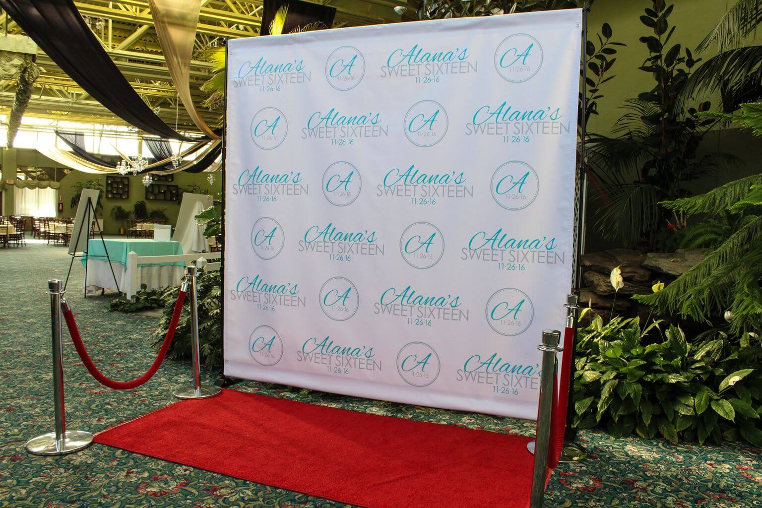 Custom Sweet Sixteen Step and Repeat Backdrop