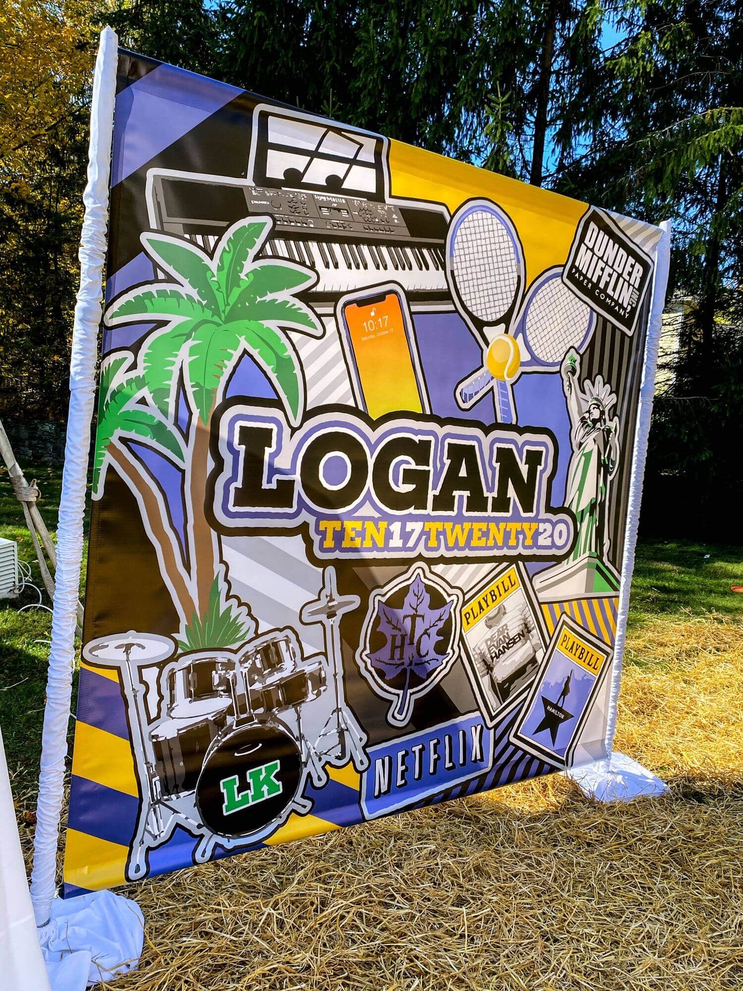 Custom Grafitti Themed Photo Backdrop for Outdoors Bar Mitzvah Decor