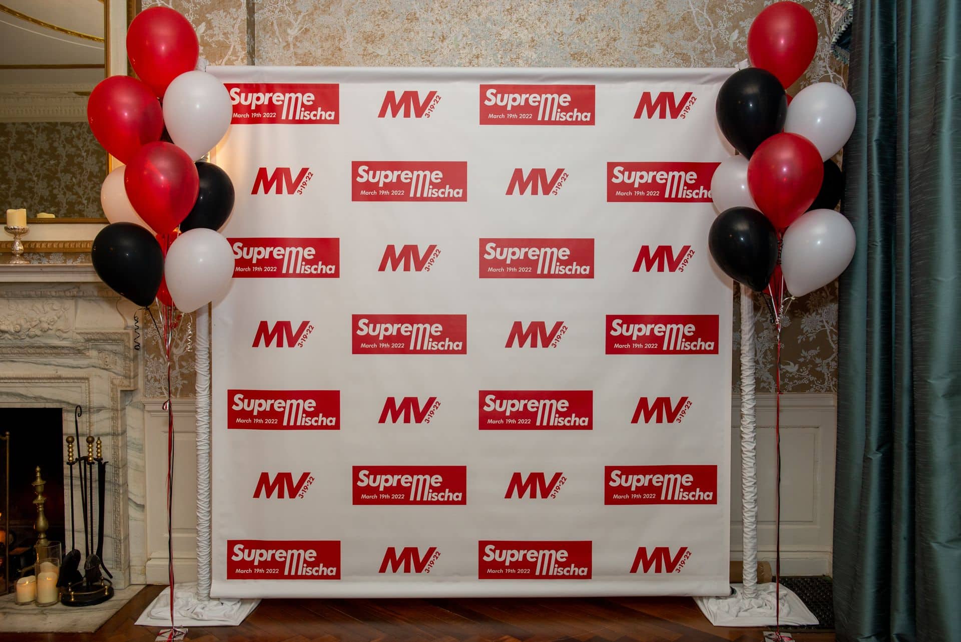 Supreme Logo Step and Repeat for Sneaker Themed Bar Mitzvah