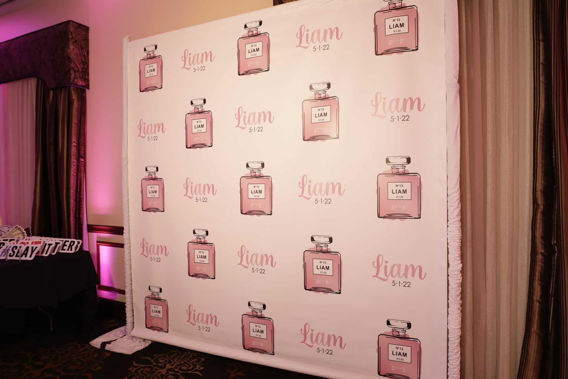 Fashion Themed Step and Repeat with Custom Logos for Shopping Themed Bat Mitzvah