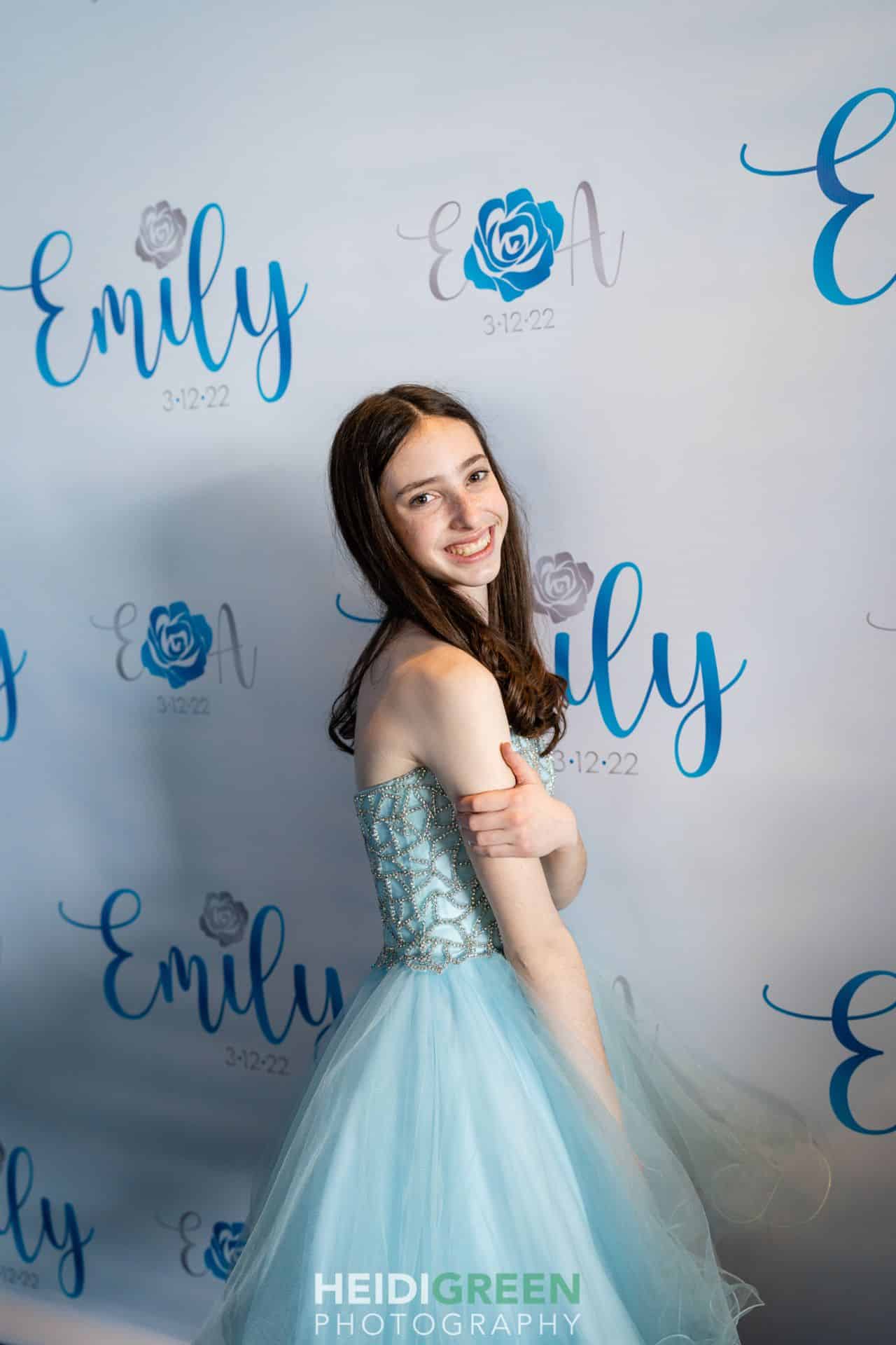 Bat Mitzvah Step and Repeat with Ombre Rose Logo