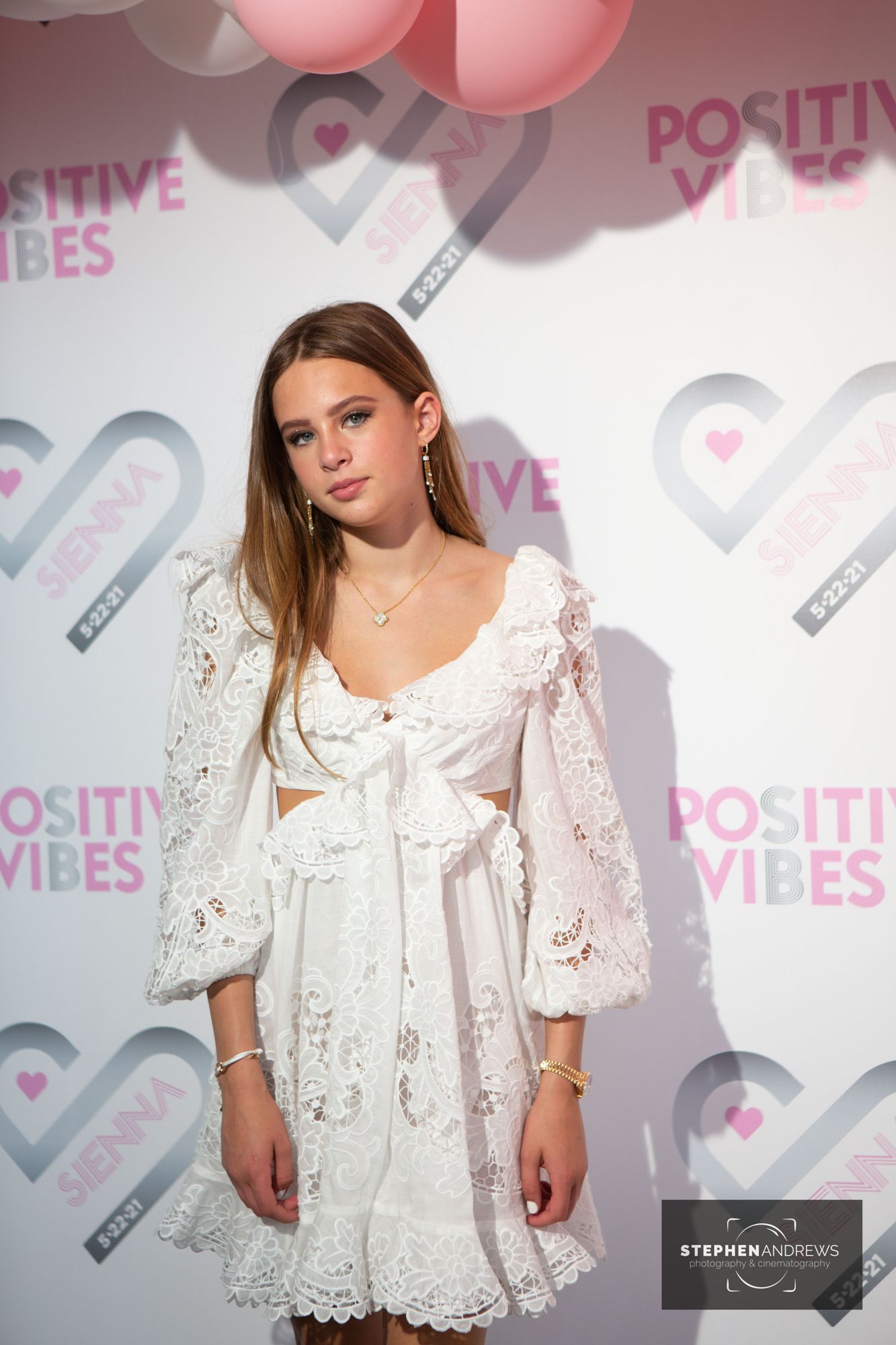 Bat Mitzvah Girl with her Amazing Step and Repeat With Logo And Slogan