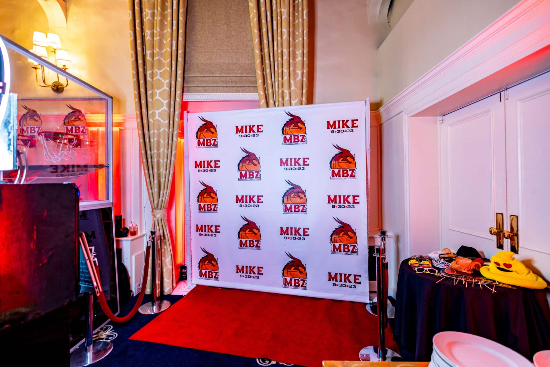 Basketball Themed Step and Repeat with Red Carpet for Bar Mitzvah Photo Booth