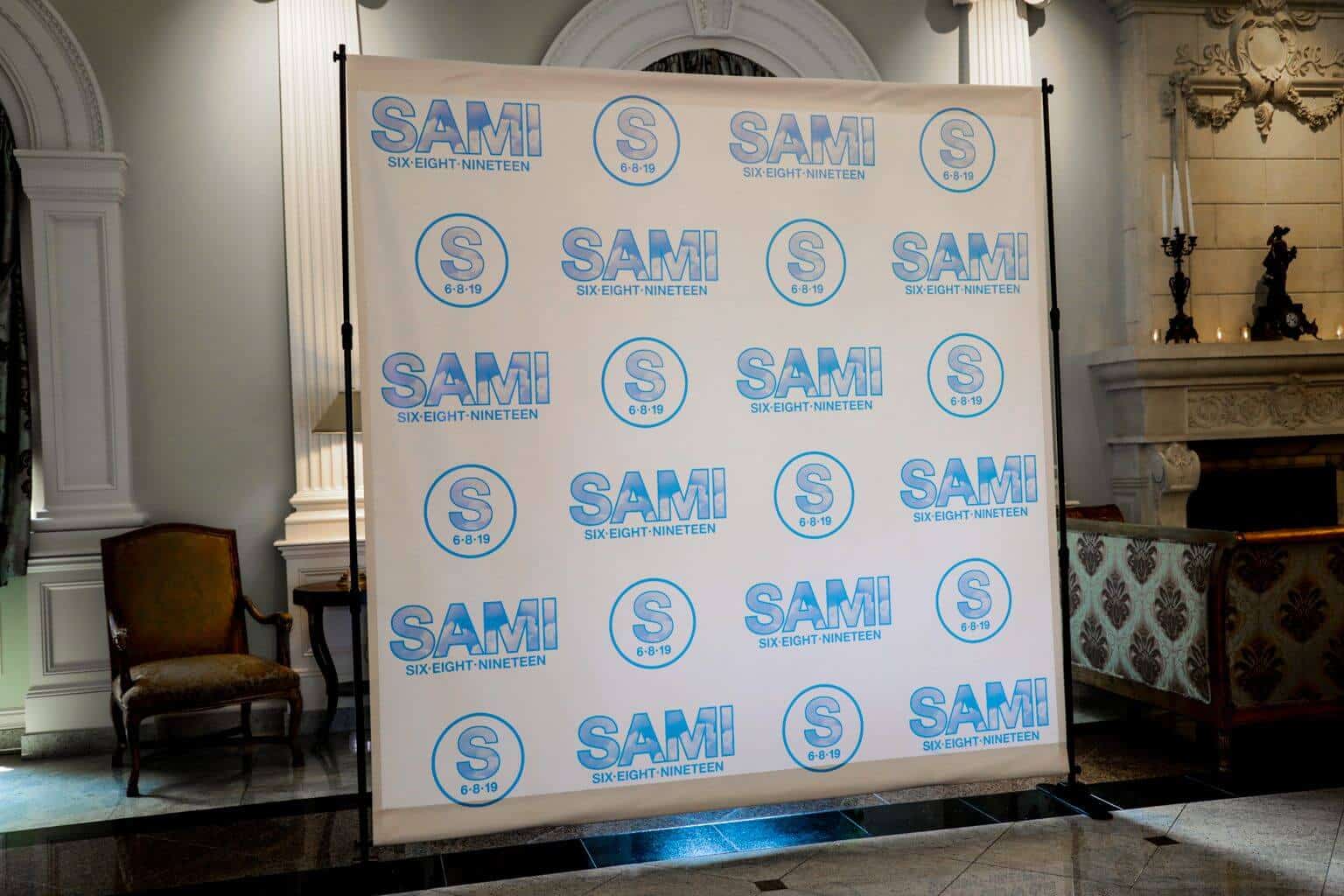 Cloud Themed Step and Repeat Background with Custom Logos