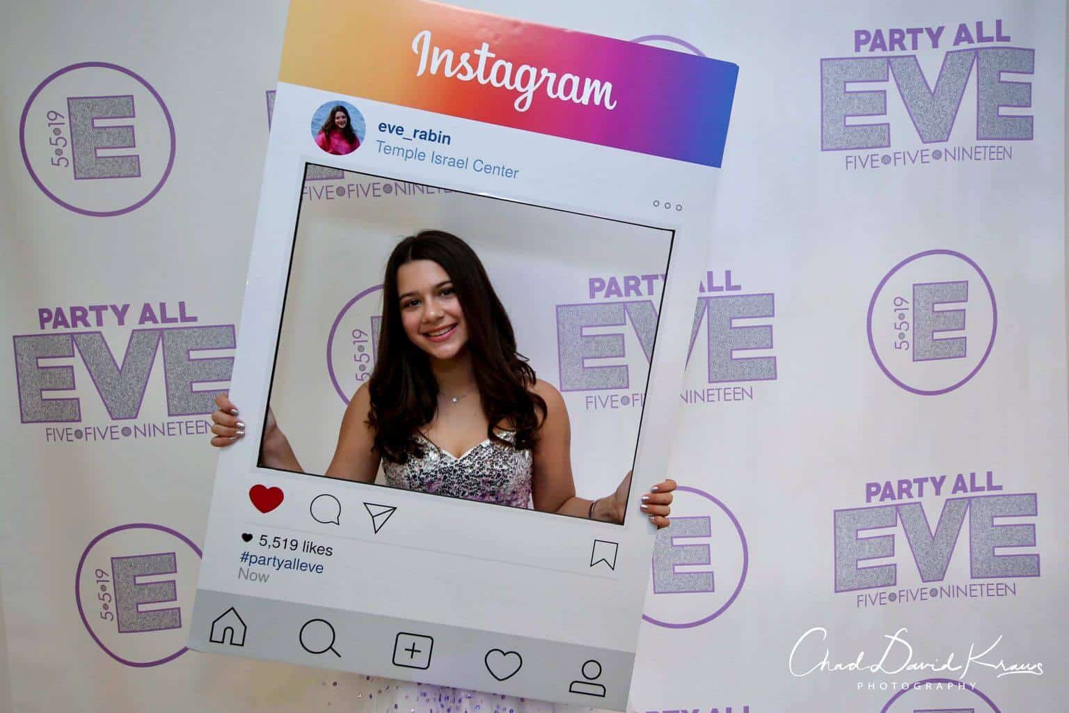 Bat Mitzvah Step and Repeat with Custom Logos and Instagram Frame