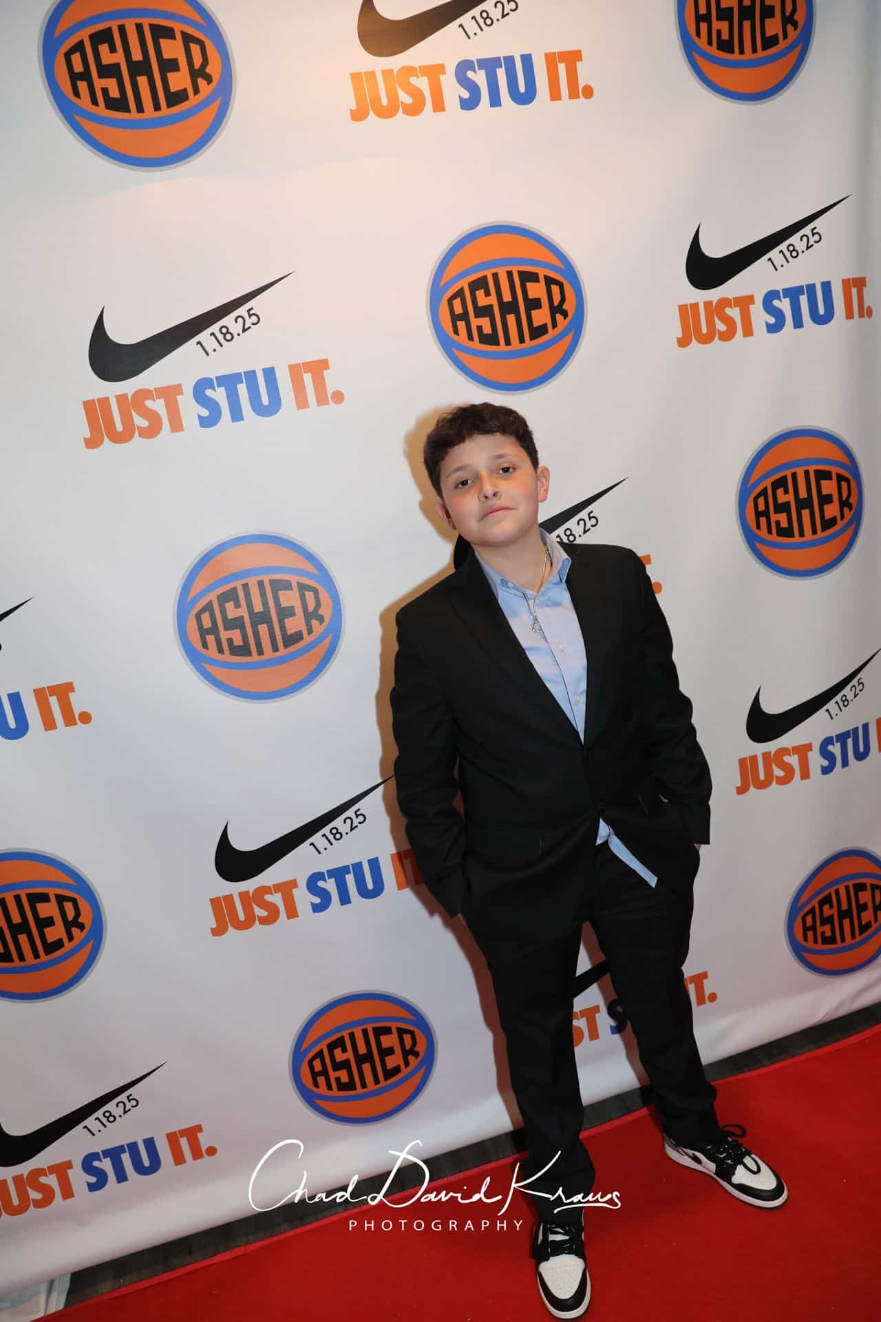 Custom Nike Logo Step and Repeat for Basketball Theme Bar Mitzvah
