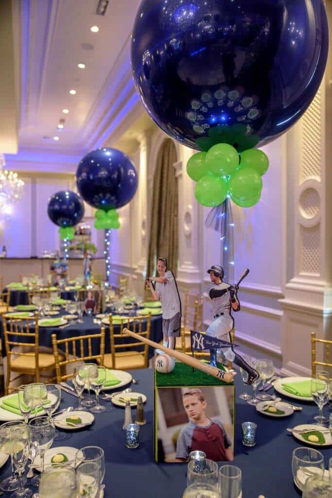 Baseball Themed Centerpiece for Everything Boy Bar Mitzvah