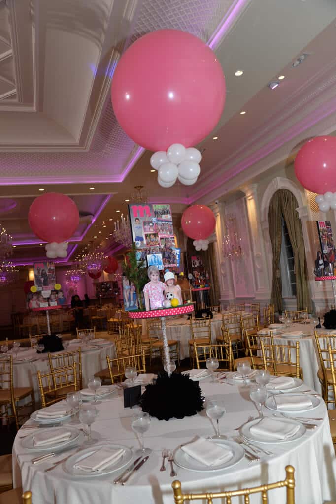 Friends Themed Magazine Diorama Centerpiece with Large Pink Balloon