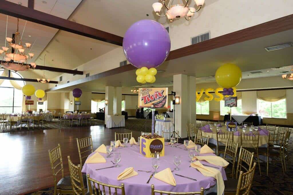 Twix Themed Centerpieces for Chocolate Themed Bat Mitzvah at Patriot Hills