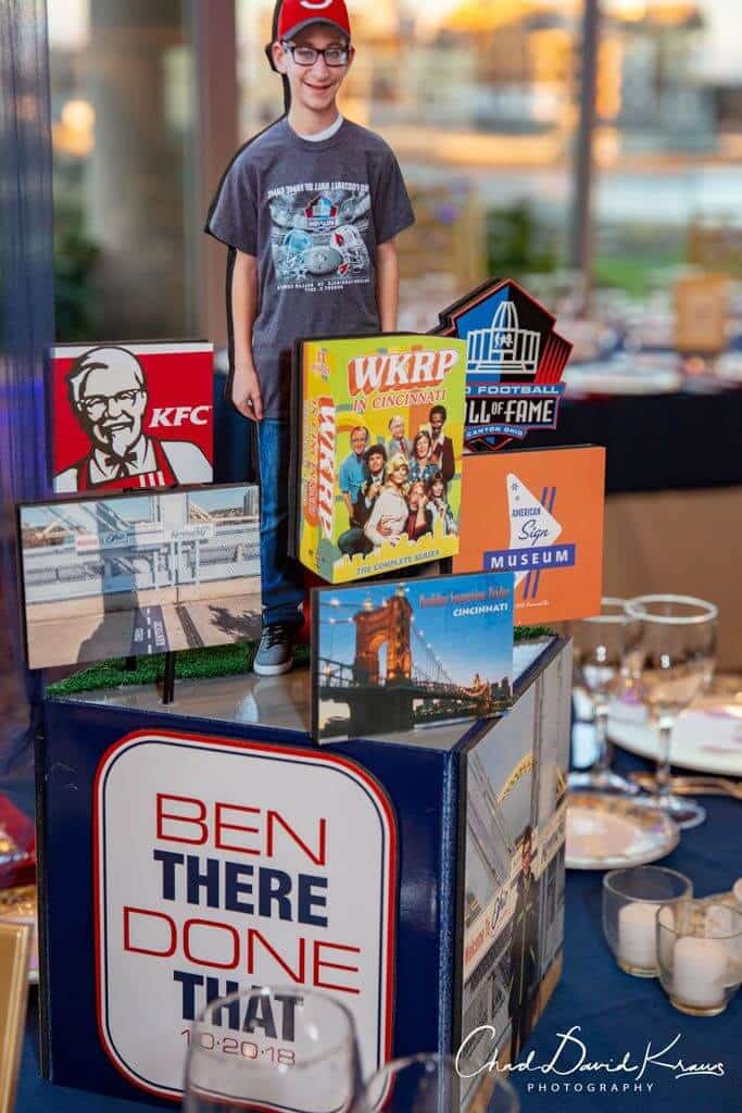 Cincinnati Themed Centerpiece for Road Trip Themed Bar Mitzvah