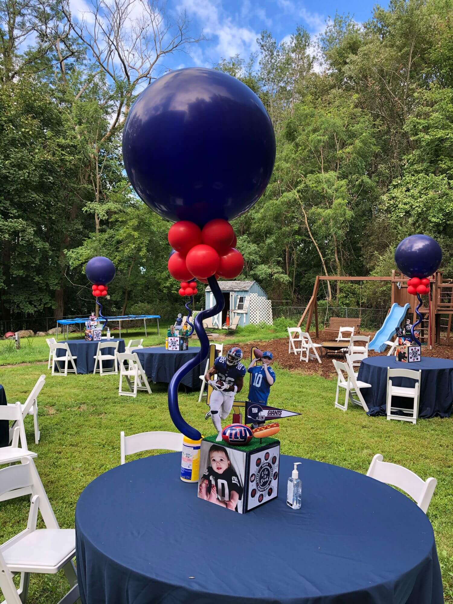 Football Themed Photo Cube Centerpiece with Custom Logo and Photos for Everything Boy Bar Mitzvah