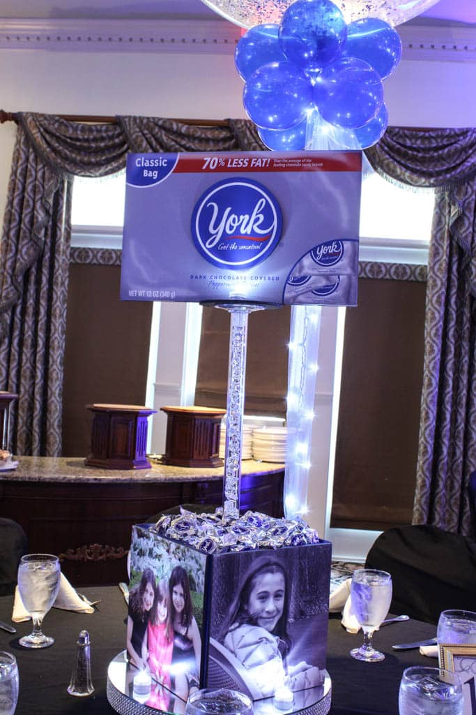 Candy Themed Centerpiece with Photo Cube and Blowup Candy Images
