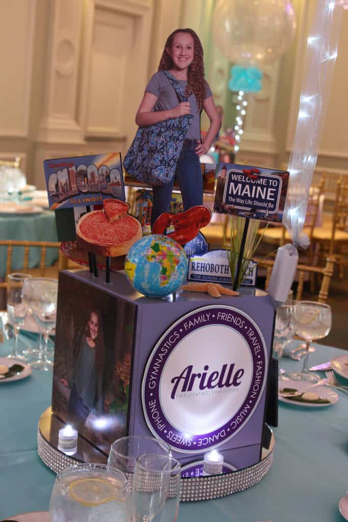 Travel Themed Centerpiece with Custom Logo and 3D Toppers