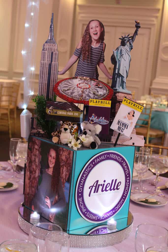 NYC Themed Centerpiece with Custom Logo and 3D Toppers