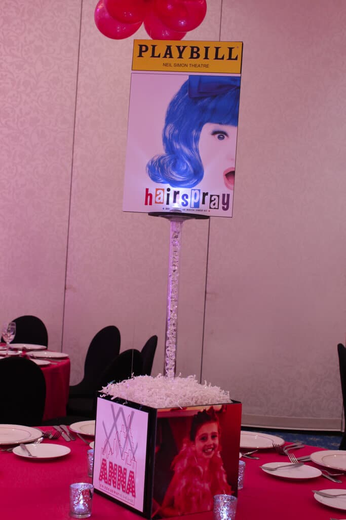 Custom Broadway Centerpiece with Playbill Blowup and Logo