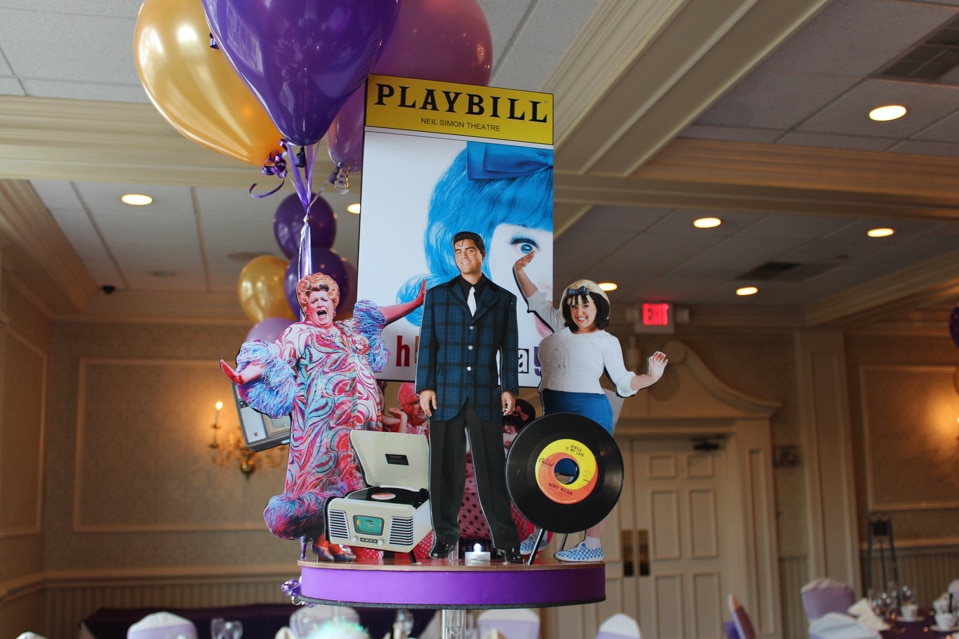 Hairspray Themed Broadway Centerpiece with Playbill and Cutout Characters