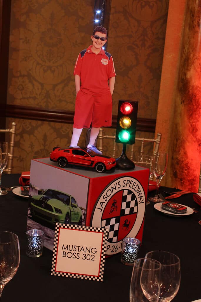 Car Themed Centerpiece with Custom Logo & Photos