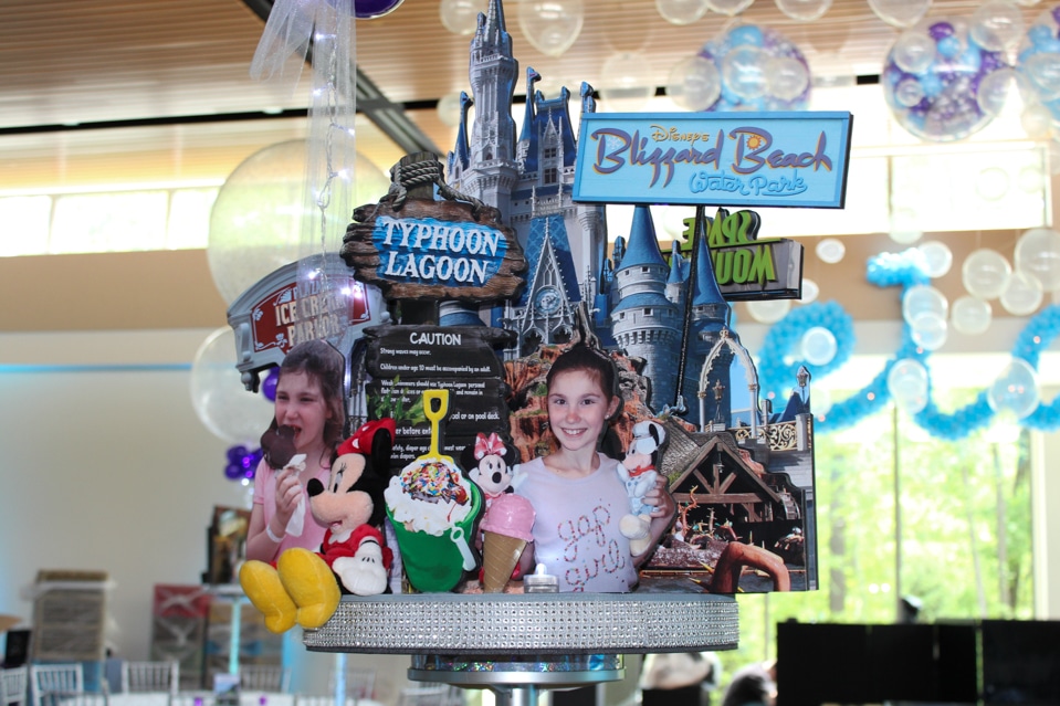 Disney Diorama Centerpiece with Photo Cutouts and Props for Resorts Themed Bat Mitzvah