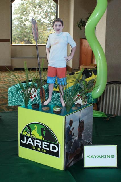 Outdoors Themed Photo Cube Centerpiece with Themed Topper