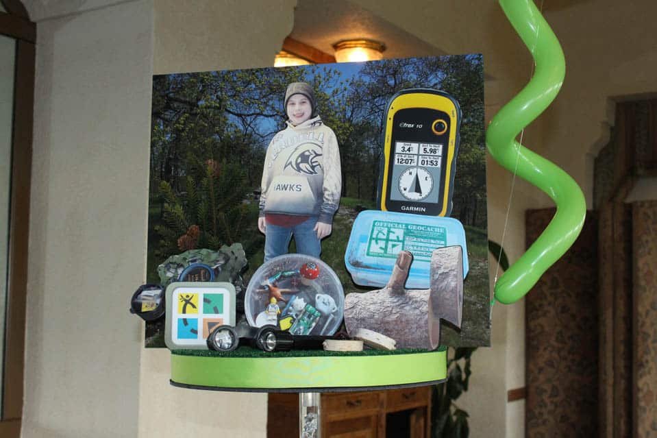 Geocaching Themed Diorama Centerpiece for Everything Boy Bar Mitzvah